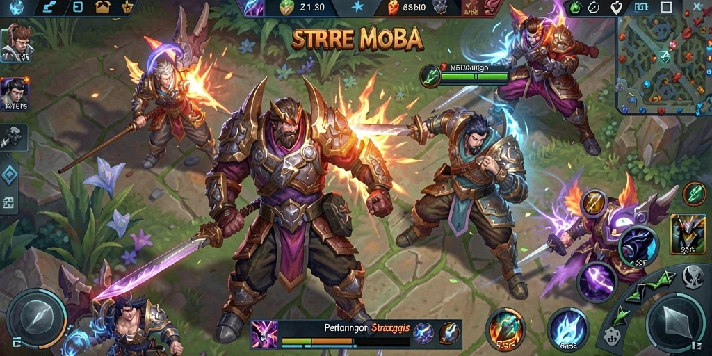 Gameplay seru 6CF dengan pertarungan hero MOBA.