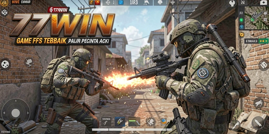 Screenshot gameplay 77WIN dengan aksi tembak-menembak yang seru.