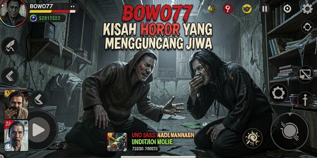 Screenshot gameplay menampilkan suasana angker dalam BOWO77.