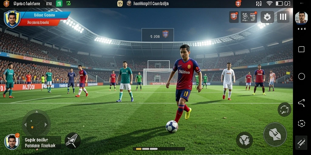 Menampilkan aksi seru dalam permainan sepak bola FO8.