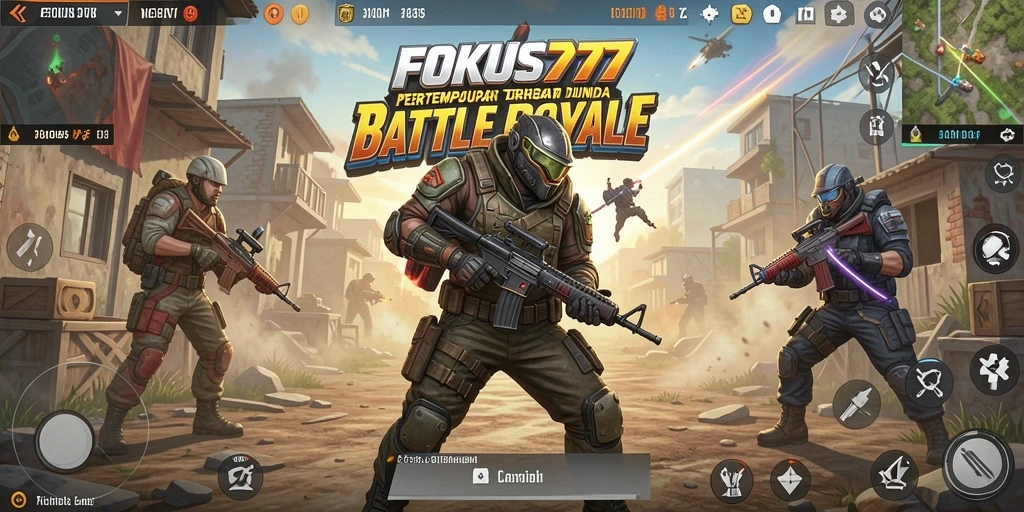 Tangkapan layar permainan FOKUS777 dengan aksi Battle Royale yang mendebarkan.