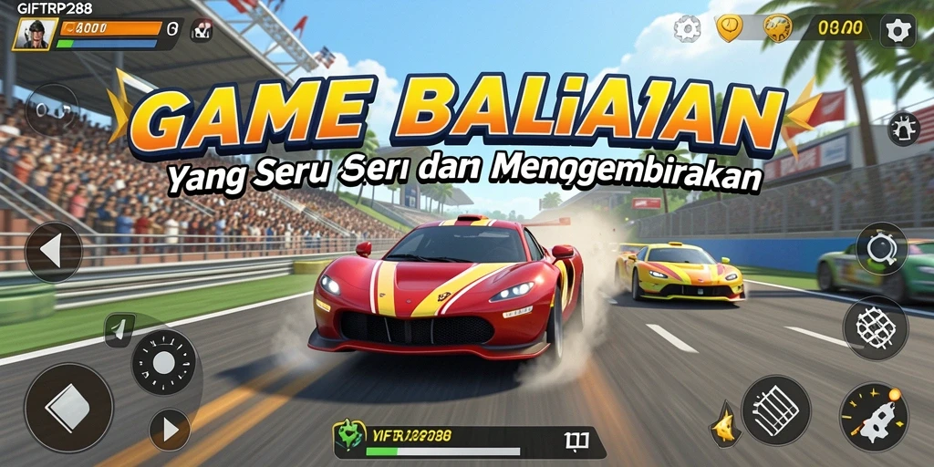 Tampilan gameplay menegangkan dalam <strong>GIFTRP288</strong> saat balapan di trek yang menantang.