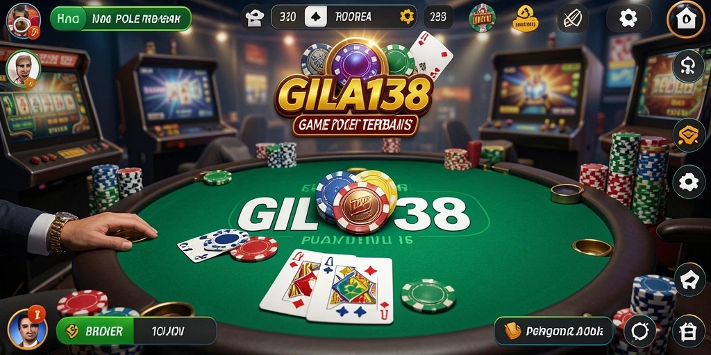 Tampilan gameplay Poker yang mendebarkan di GILA138.