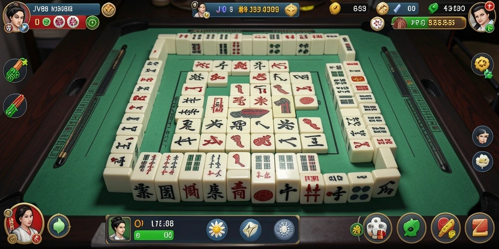 Tampilan gameplay Mahjong yang menarik dan penuh tantangan.