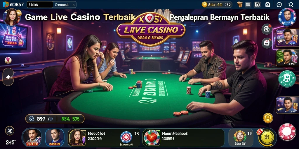Tangkapan layar KO857 menunjukkan dealer langsung yang interaktif dalam permainan Live Casino.