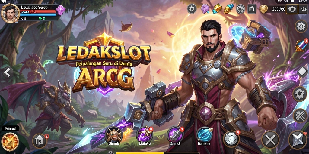 Tampilan gameplay seru di game ARPG LEDAKSLOT dengan pertarungan intens.