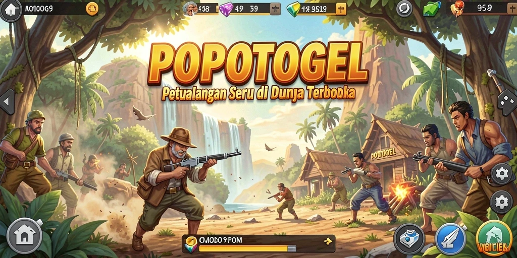 Screenshot gameplay POPOTOGEL menampilkan petualangan di dunia terbuka yang luas.
