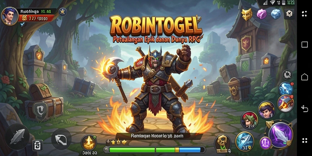 Gameplay seru ROBINTOGEL dengan petualangan RPG yang mendebarkan.