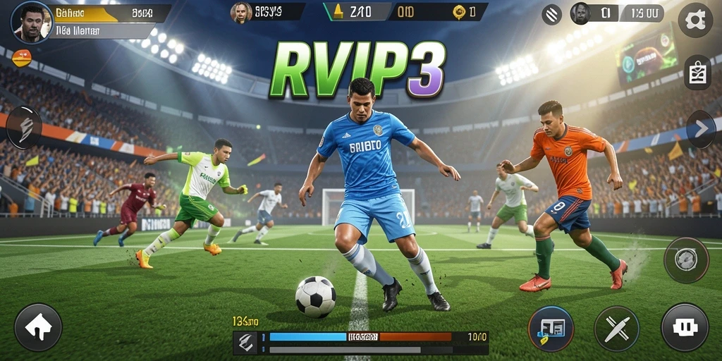 Tampilan gameplay RVIP3 yang menampilkan aksi olahraga seru.