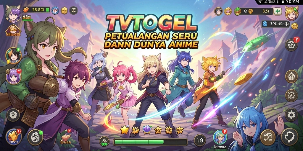 Tampilan gameplay seru di dalam aplikasi TVTOGEL yang penuh warna.