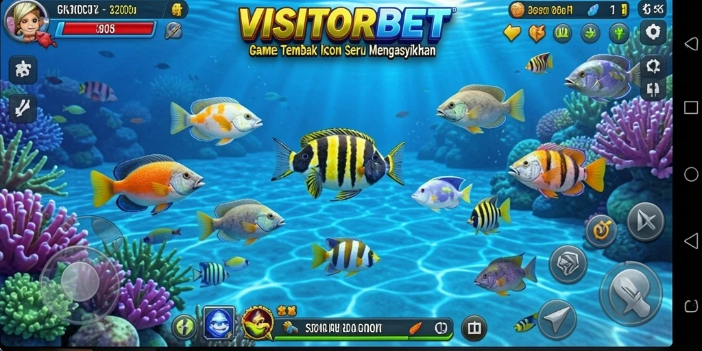 Tampilan gameplay menarik dari VISITORBET saat menembak ikan.
