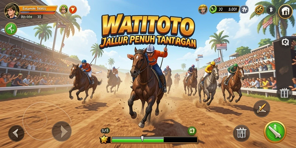 Screenshot utama WATITOTO menampilkan aksi balapan seru dan grafik yang memukau.